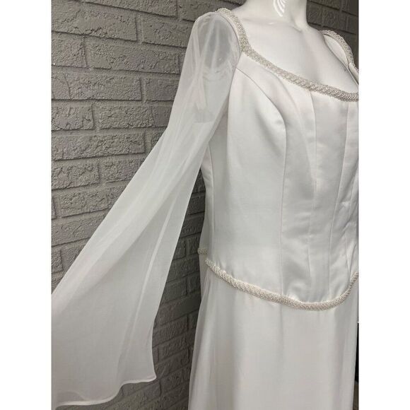 David’s Bridal Michael Angelo White Faux Pearl Wedding Dress Size 20 - Picture 11 of 16